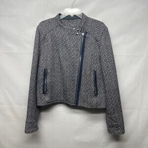 Gap Crop Moto Heavy Wool Twill Women's Jacket Navy & White Size XL